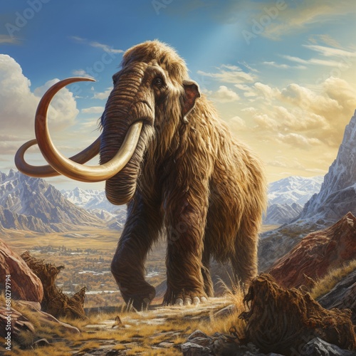 Wild Mammoth sky background wallpaper image AI generated art photo