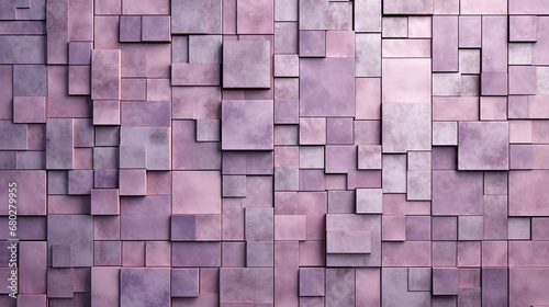  a close up of a wall made up of squares and rectangles in shades of purple and lilac.