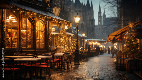 Christmas markets in city at winter.