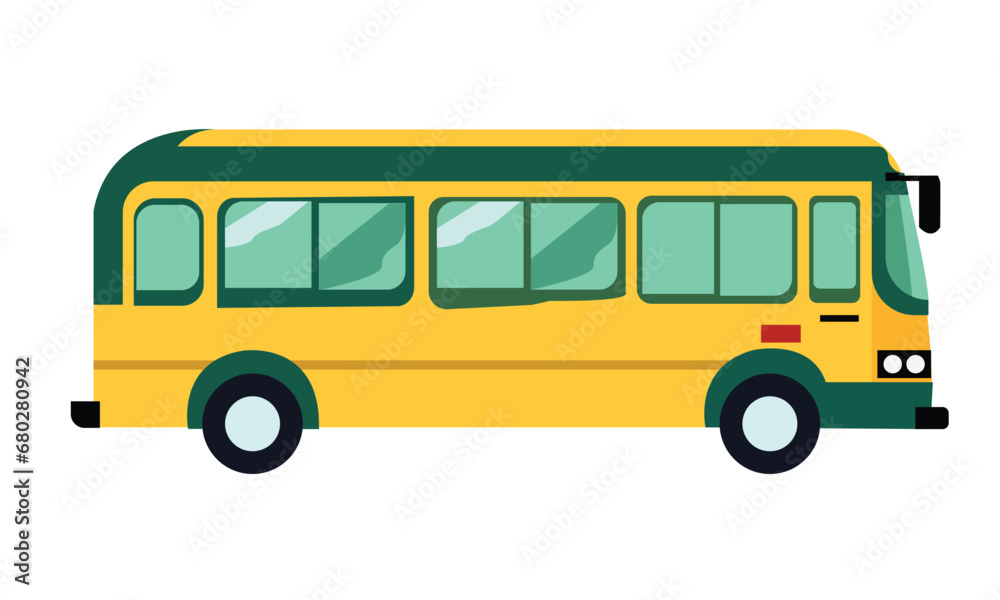 city life megalopolis cityscape scene with building and school bus vector illustration design Flat style concept of public transport. Set of city bus with side view,