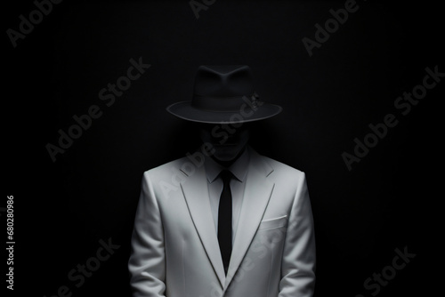 black minimalist figure with hat

