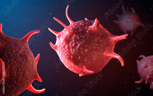 Activated platelets, also called thrombocytes responsible for the healing and closure of wounds - 3d illustration photo