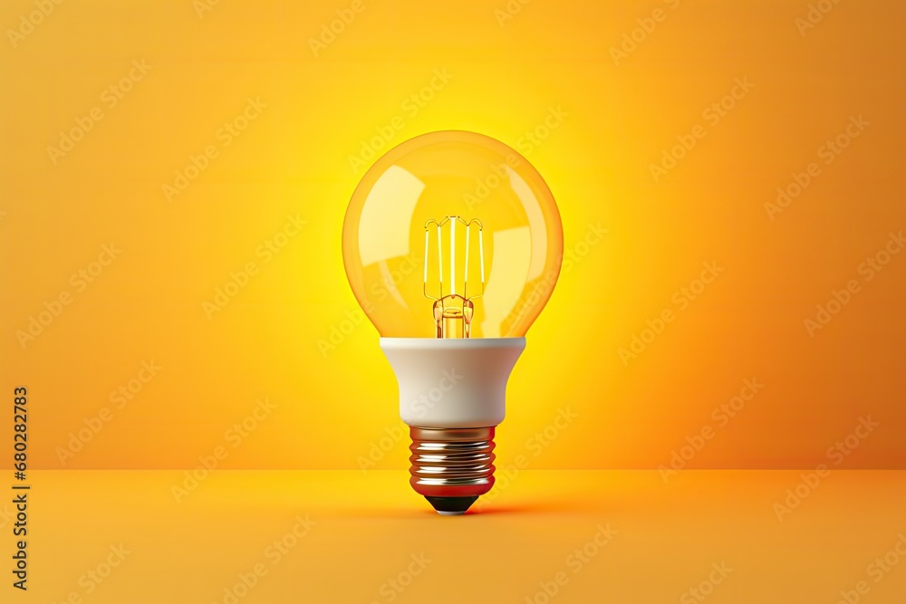 a yellow light bulb sitting on top of a yellow table next to a white light bulb on a yellow background. a yellow light bulb sitting on top of a yellow table next to a white light bulb on a yellow background.