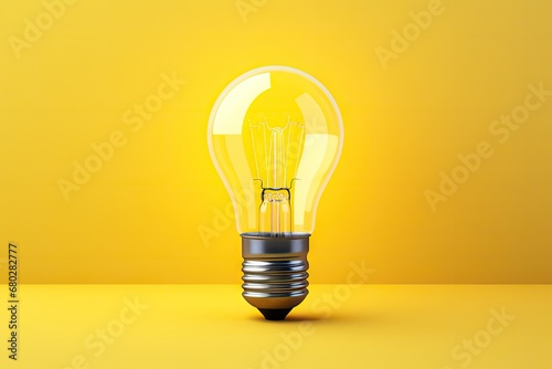  a light bulb on a yellow background with a shadow on the bottom of the light bulb and a shadow on the bottom of the light bulb.