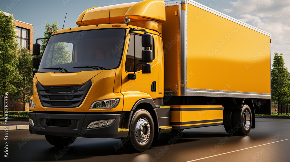 Yellow delivery truck.