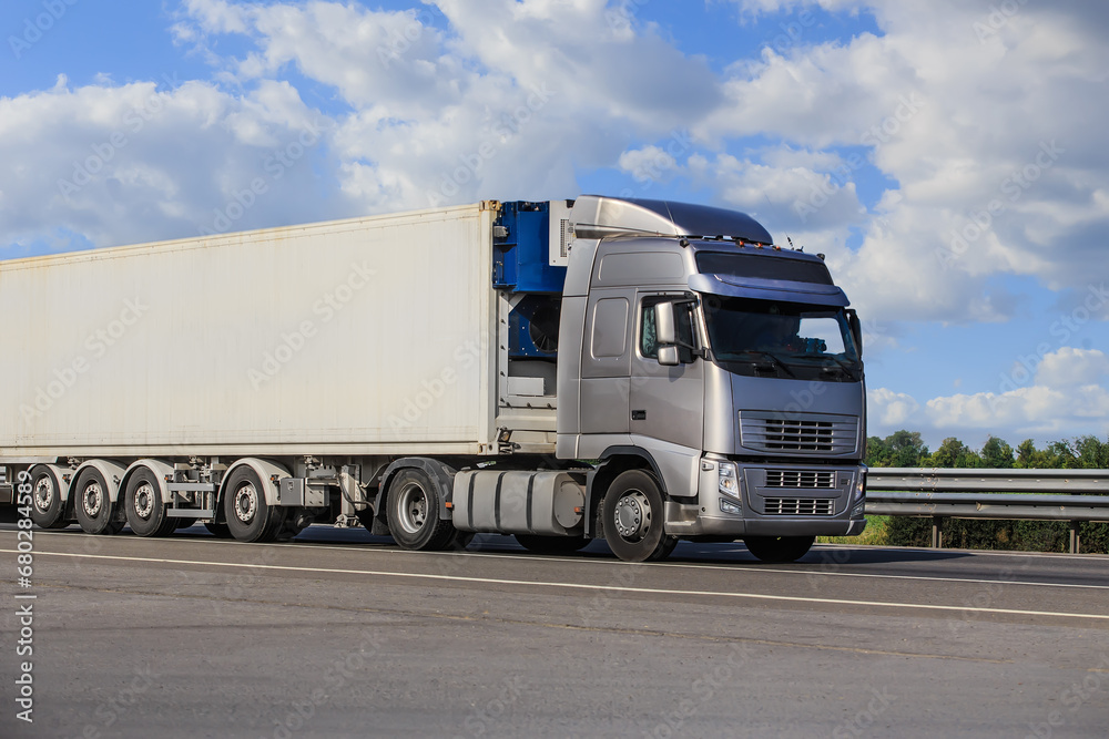 Large Truck Moving on a Country Road