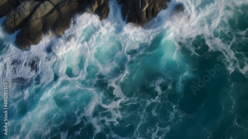 Rough Seas Symphony: A Drone's View of Ocean Majesty and Splashing Waves - created with generative AI