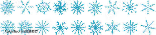 Set of blue snowflakes icons in vector