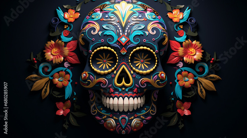  A 3D Ode to Mexico's Day of the Dead. AI generative.