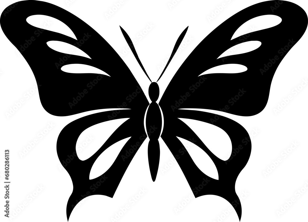 Black butterfly vector icon, isolated on white Black butterfly vector icon, isolated on white