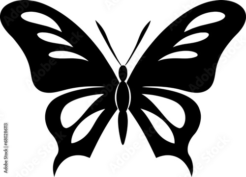 Black butterfly vector icon, isolated on white
