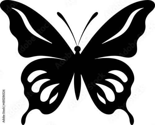 Butterfly silhouette. Butterfly shape. Vector illustration isolated on white.