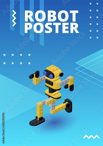 Robot poster for print and design. Vector illustration.