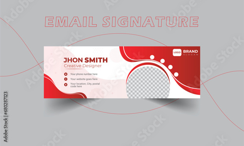 Elegant Red email signature template design or email footer design.
