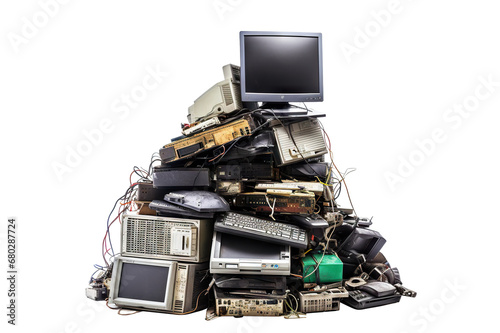 Pile of e-waste, cut out