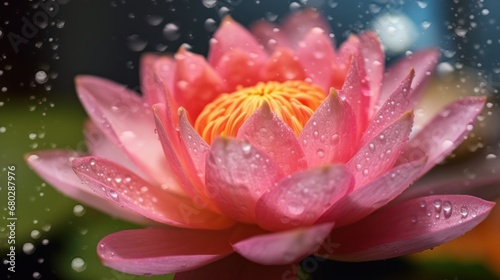 Lotus. Beautiful Lotus. Waterlily. Lily flowers blooming on pond. Spa Concept. Springtime concept with copy space.