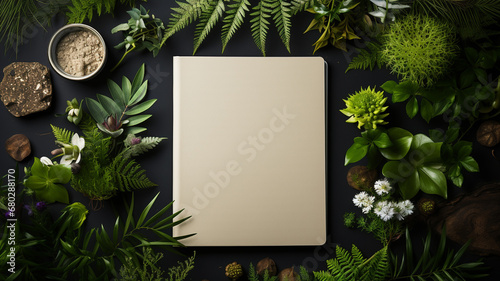 blank notebook on the wood background