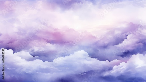 Watercolor clouds background, pirple, pink and blue colors photo