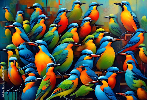 birds. modern abstract vector art, generative ai © Martin