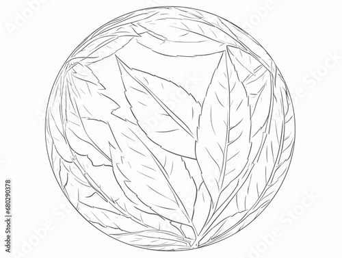 A Drawing Of Leaves In A Circle - Concept of home protection insurance with crystal