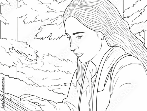 A Woman Looking At A Laptop - Female student partially smiling while looking at laptop