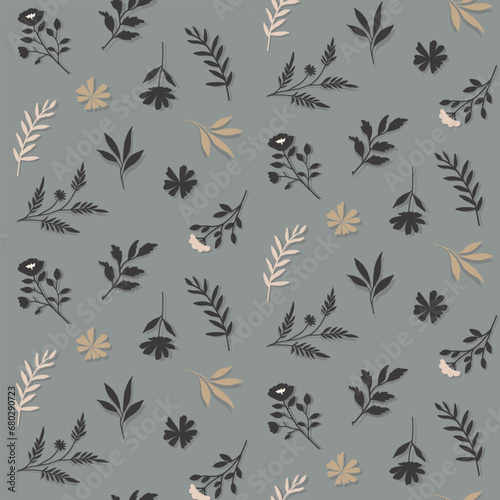 Floral silhouttes seamless pattern design