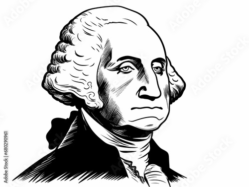 A Black And White Drawing Of A Man - George Washington.