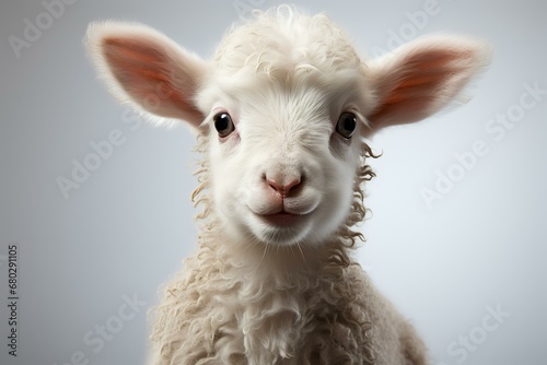 A young lamb on a white background