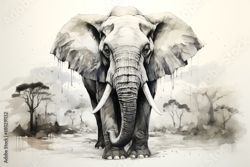 An elephant on a white background