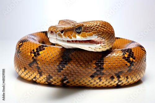 Brown python snake isolated on white background