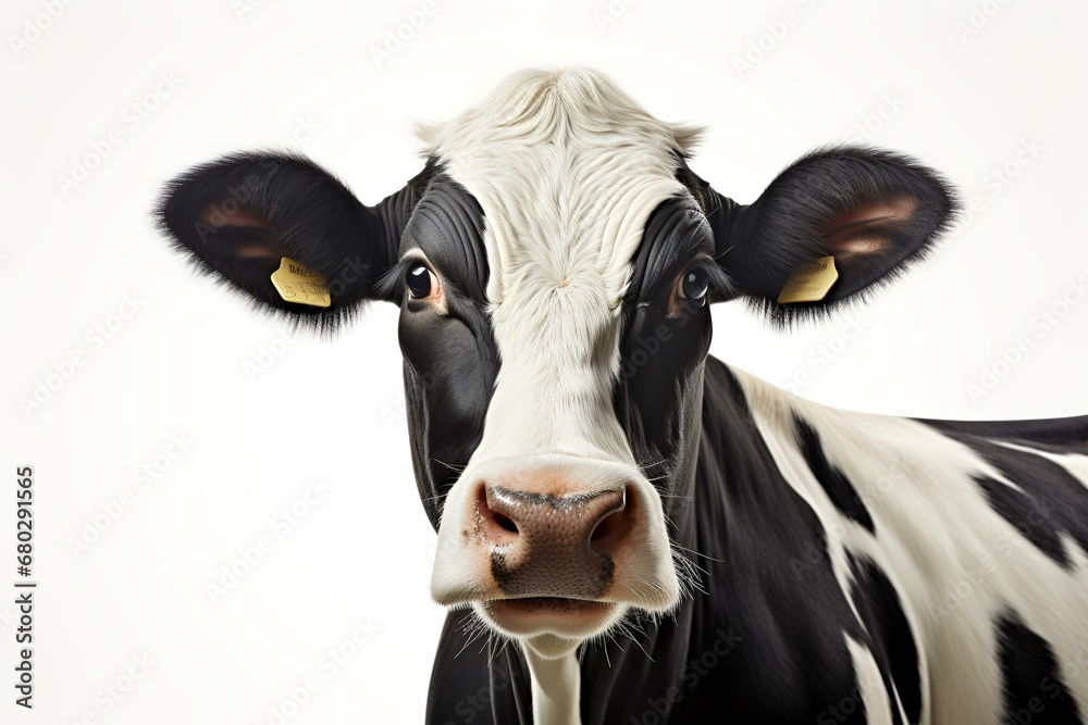 Holstein cow black and white isolated on white