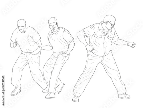 A Line Drawing Of A Man Dancing - Hip hop Trio Dancer Choreography