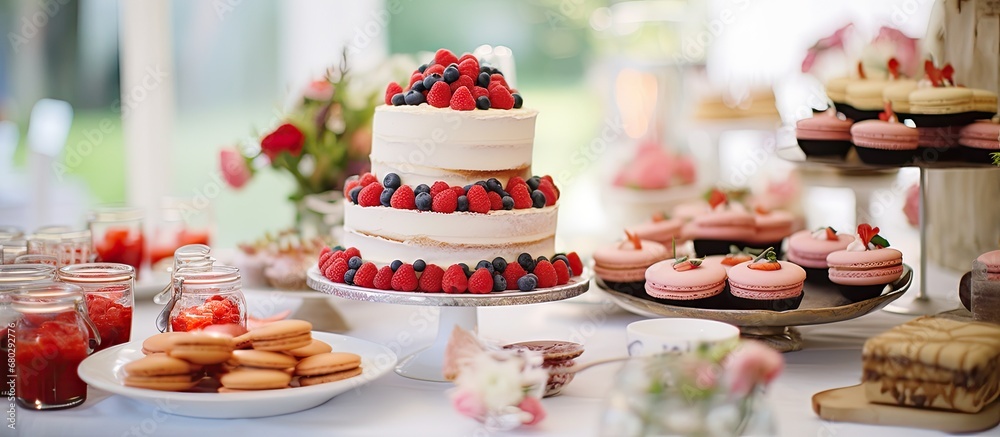 In a vintage-inspired bakery in France, the couple's wedding table was adorned with delightful desserts, each delicately arranged. The texture of the strawberry-filled pastries and the aroma of