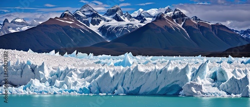 Panoramic view of the Perito Moreno glacier in Patagonia, generative ai. © Budjak Studio
