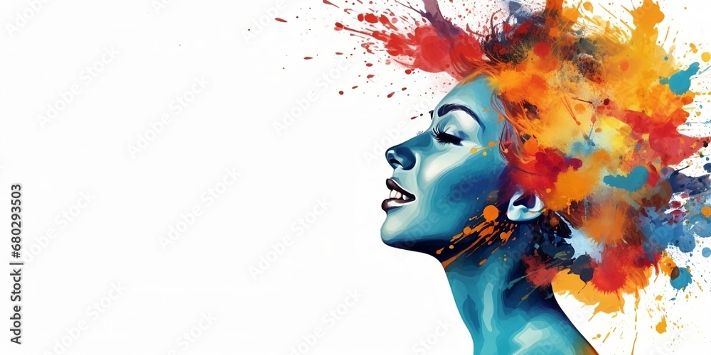 Mental health and creative abstract concept. Colorful illustration of ...