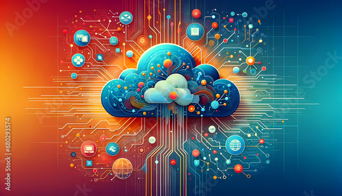 Cloud Computing Creative Ad. Creative Illustration, High Quality Resolution, 8K, 3D Icon, Banner, Advertisement.	