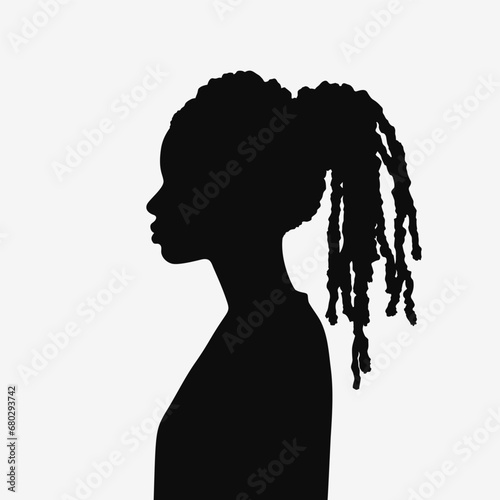 African American woman profile. Black silhouette. Vector illustration