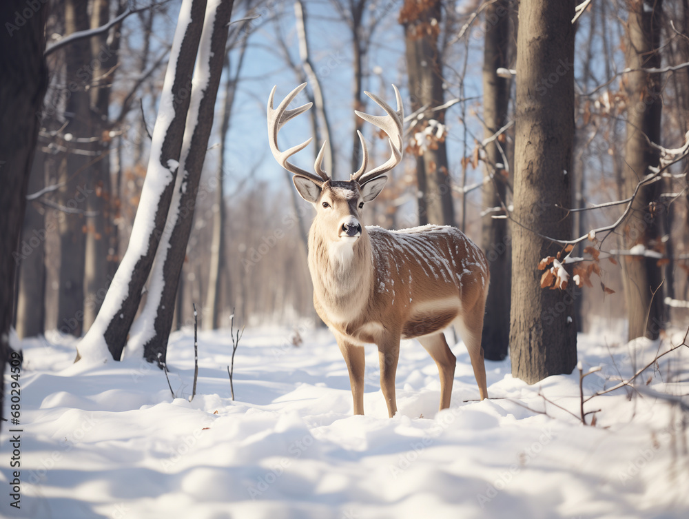 deer in the snow