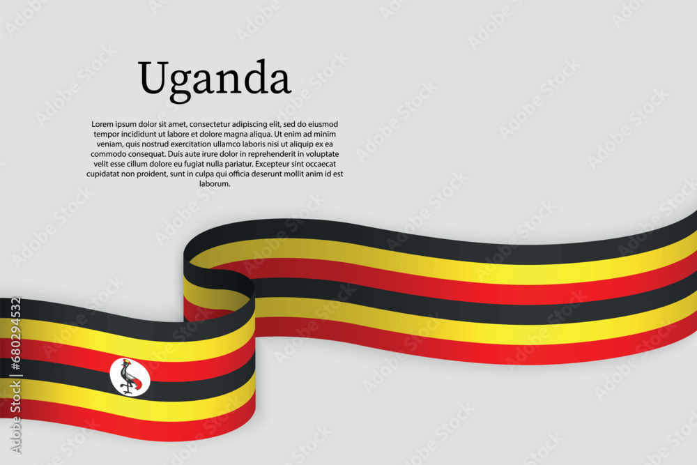Fototapeta premium Ribbon flag of Uganda. Celebration background