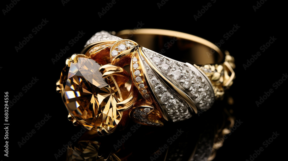 ring in a diamond on a black background ring in a diamond on a black background