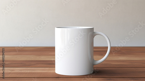 blank white mug on wooden table