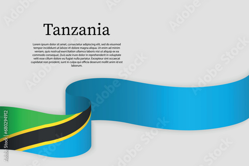Ribbon flag of Tanzania. Celebration background