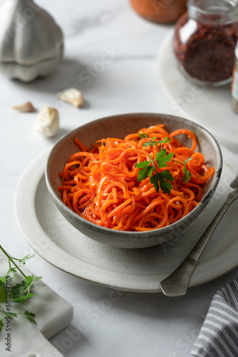 Korean style carrot salad Morkovcha photo