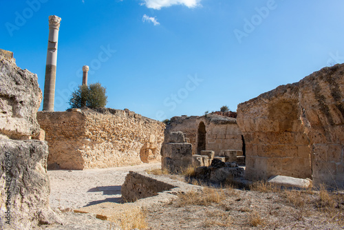 Ruins of Ancient city Carthage near Tunis, Tunisia. Archaeological site, North Africa