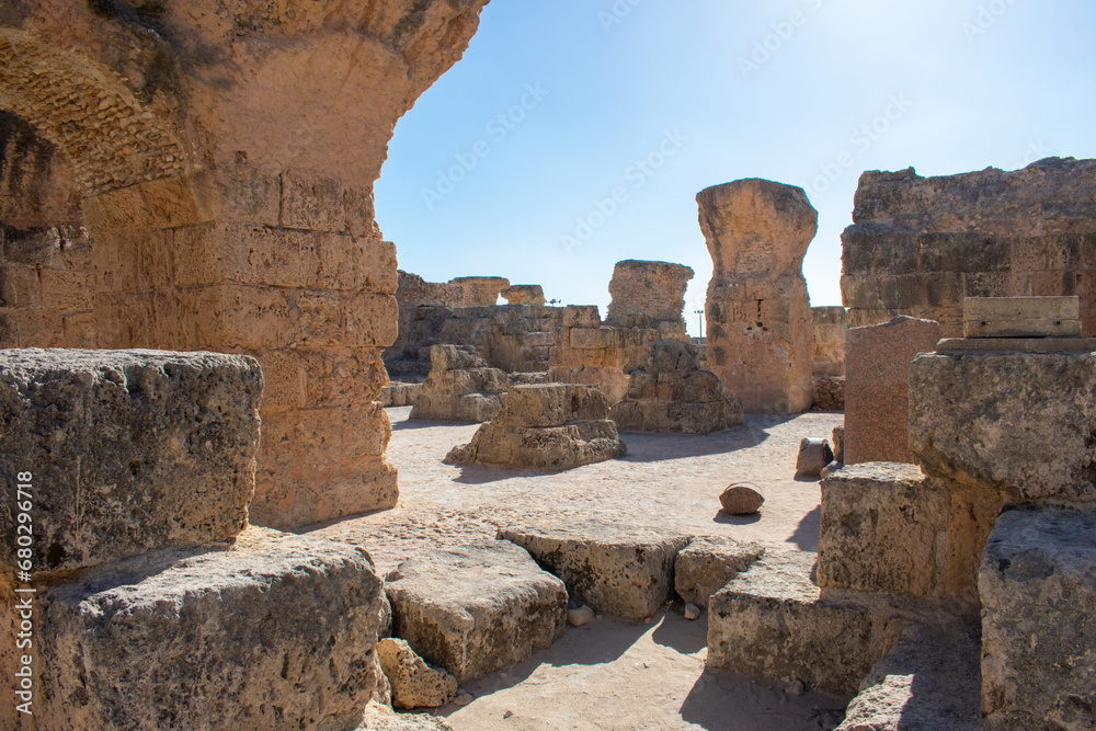 Ruins of Ancient city Carthage near Tunis, Tunisia. Archaeological site, North Africa