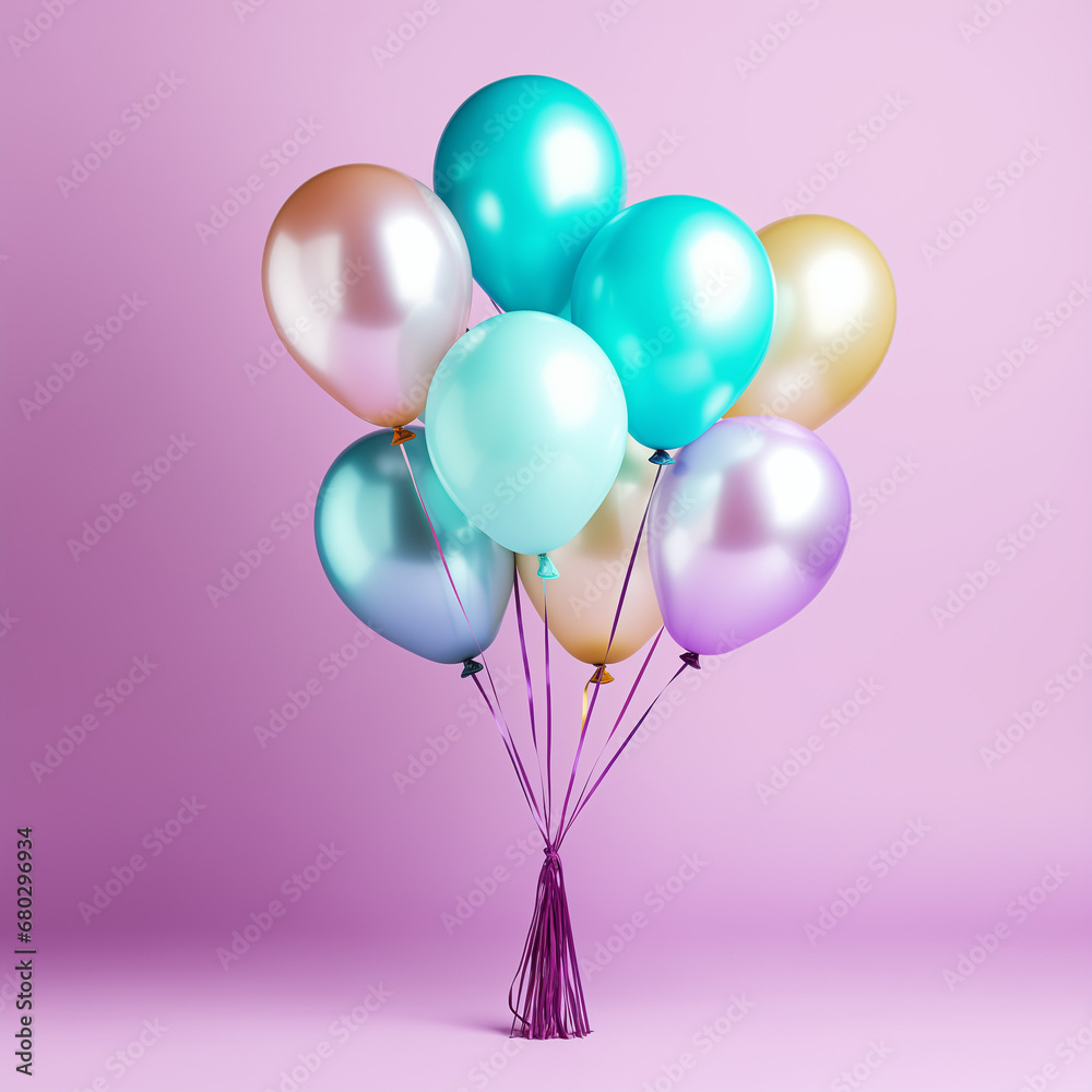 pink balloons on a purple background,pastel color,blue,purple