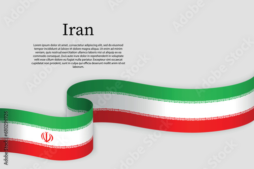 Ribbon flag of Iran. Celebration background