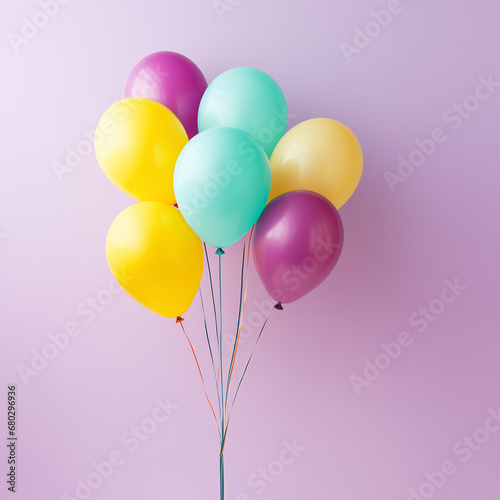 colorful balloons background party pastel color pink purple