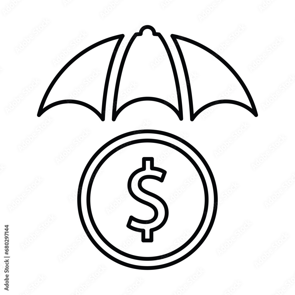 Financial Protection Icon In Outline Style Financial Protection Icon In Outline Style