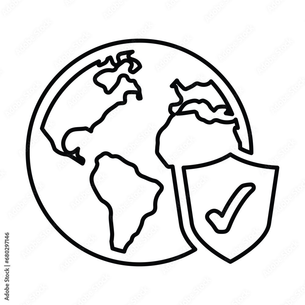 Global Protection Icon In Outline Style Global Protection Icon In Outline Style